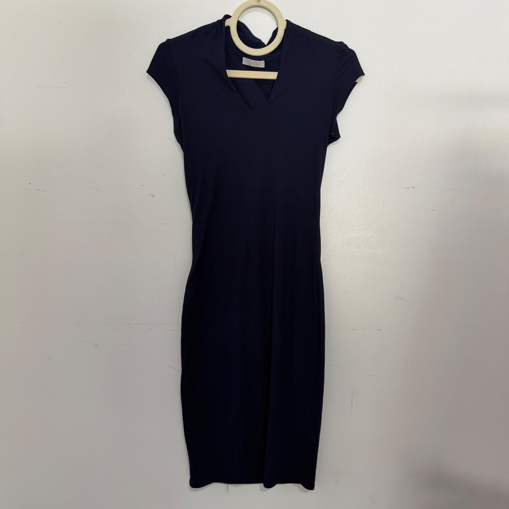Joe & Elle Navy Blue Bodycon V-Neck Cap Sleeve Sheath Dress Medium